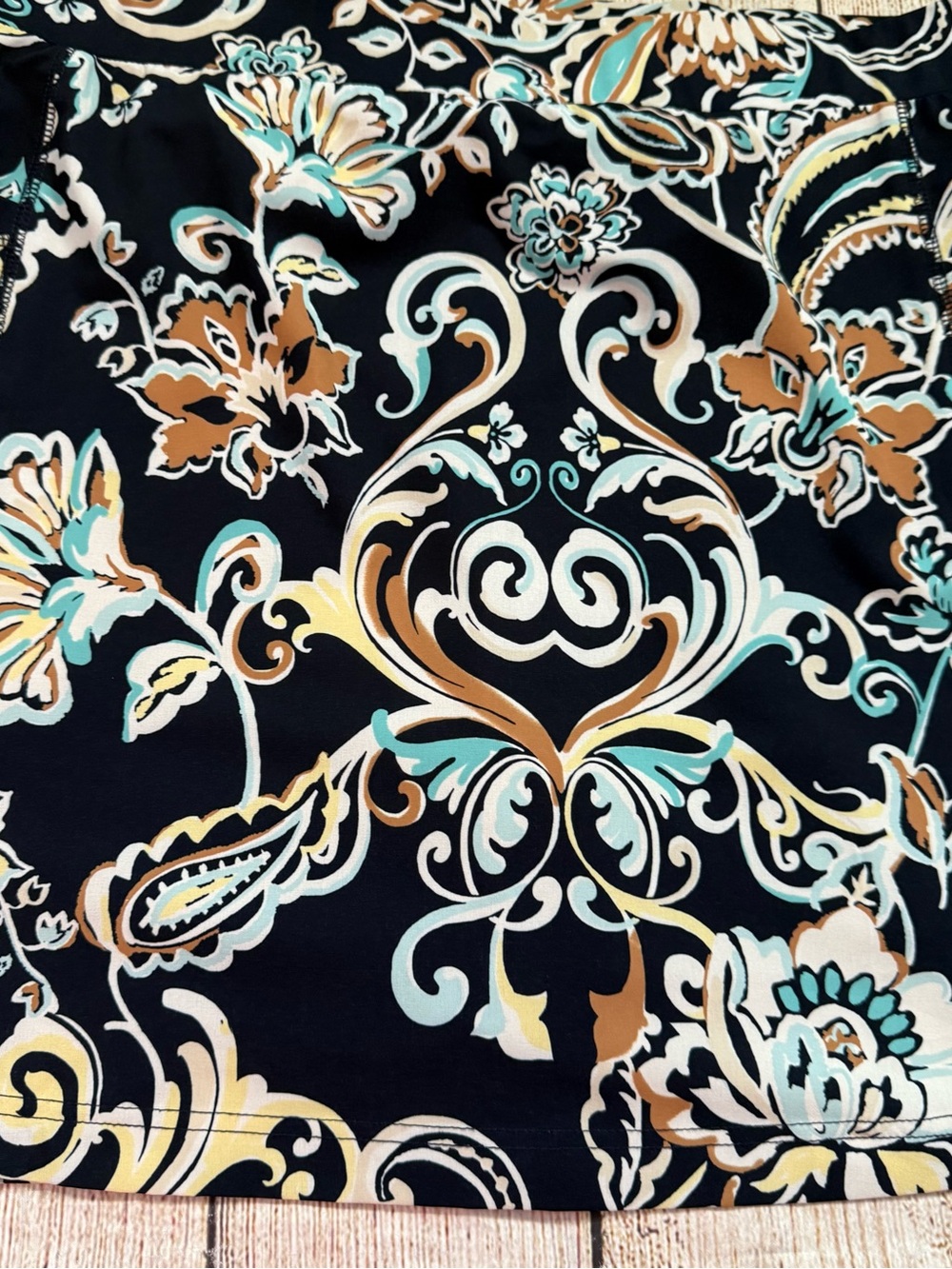 Chico’s A Line Skort Skirt Shorts Dark Blue White Paisley Print Size 16 - Picture 6 of 14